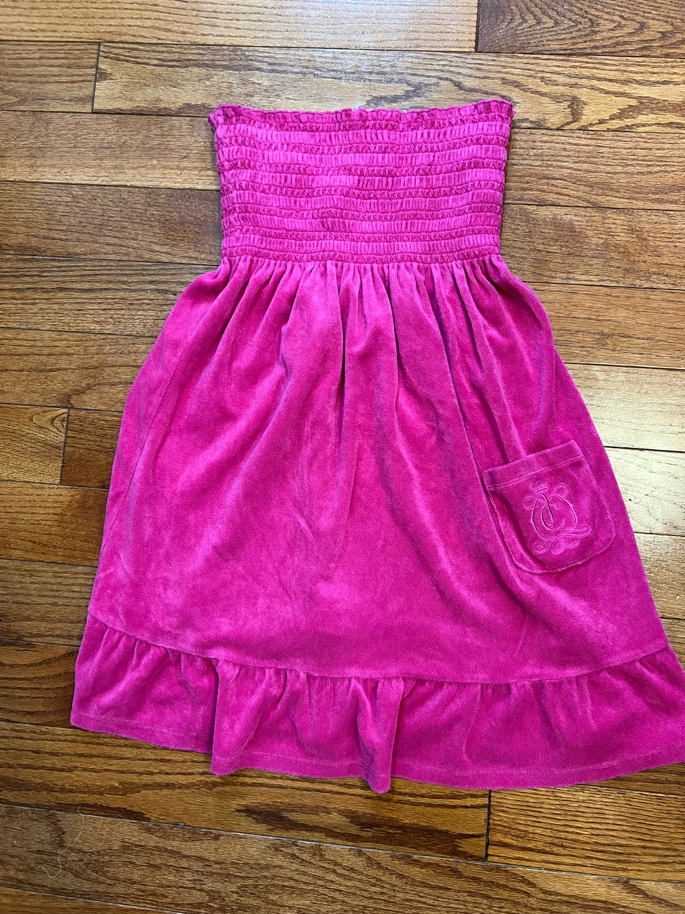 Girls' Strapless Terry Cloth Dress - Hot Pink